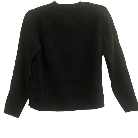 Club Monaco Designer Crewneck Mohair Black Sweater Ribbed Rib knit Medium - Picture 2 of 13